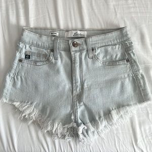 Rancan high rise waist frayed light blue jean shorts 26